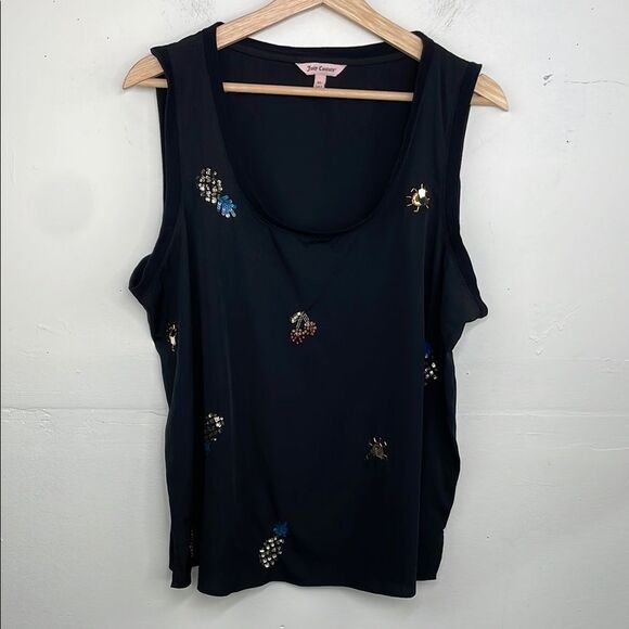 Juicy Couture Black Tank Top with Embellishments size XL - Picture 1 of 14